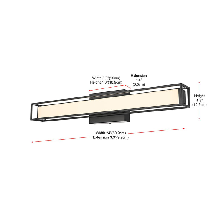 24 Inch Led Wall Sconce In Black - View 6 - Joshua Marshal