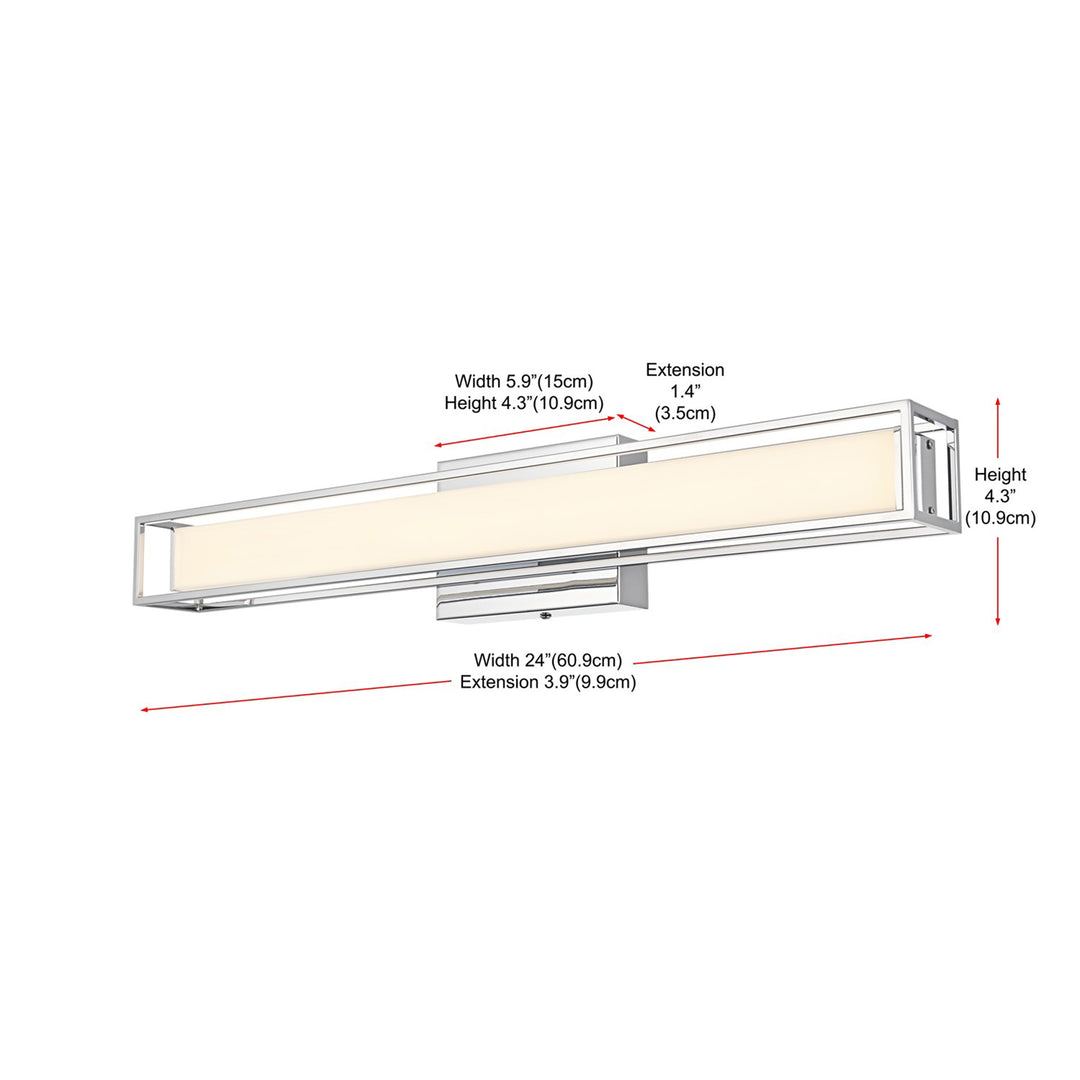 24 Inch Led Wall Sconce In Chrome - View 6 - Joshua Marshal