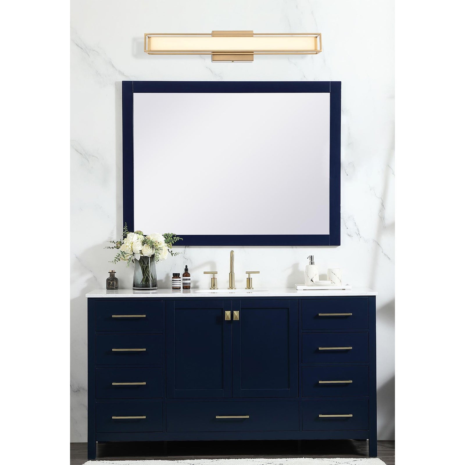 24 Inch Led Wall Sconce In Satin Gold - View 2 - Joshua Marshal