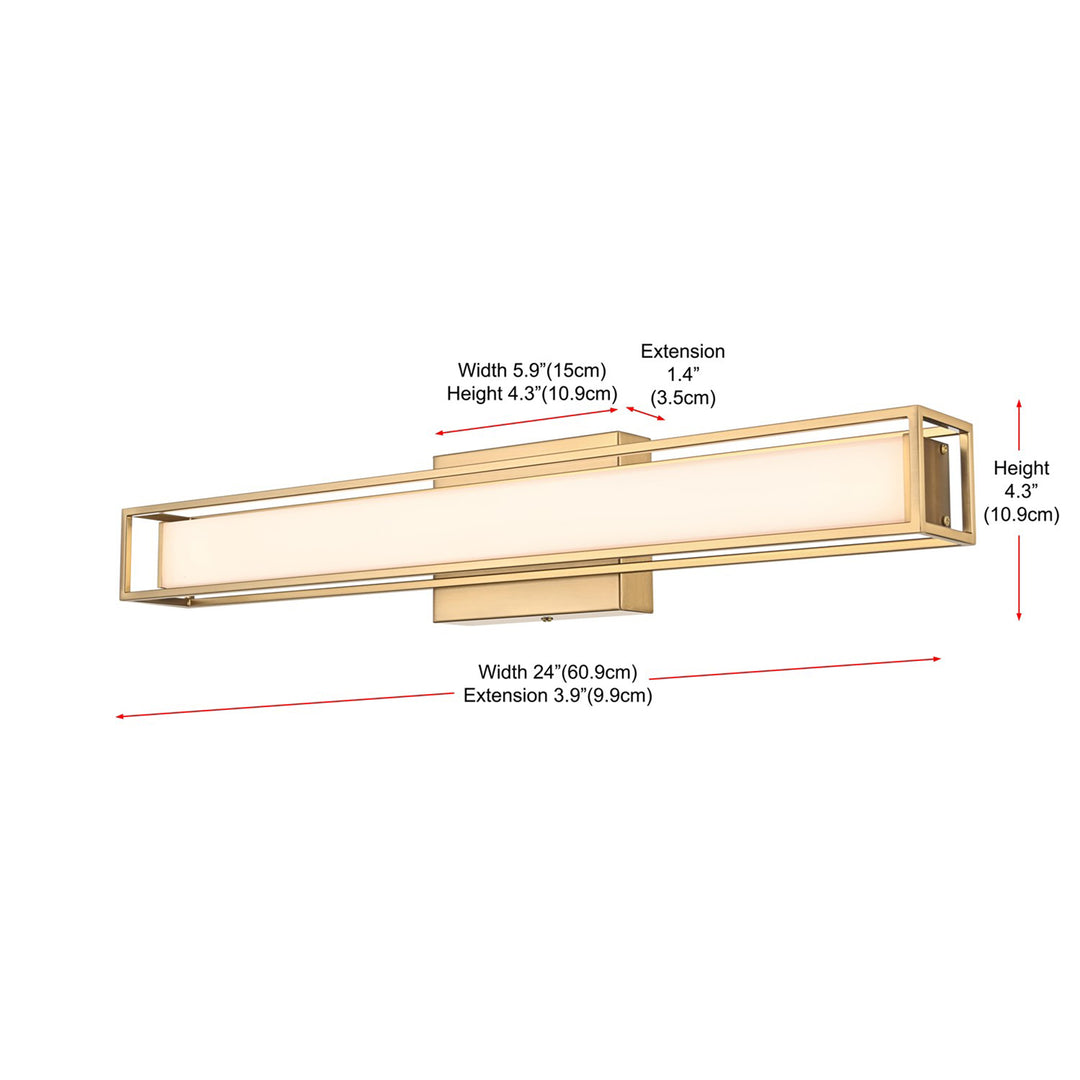 24 Inch Led Wall Sconce In Satin Gold - View 6 - Joshua Marshal