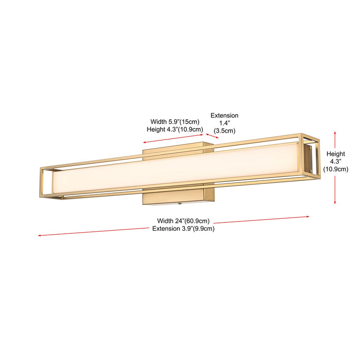 24 Inch Led Wall Sconce In Satin Gold - View 6 - Joshua Marshal