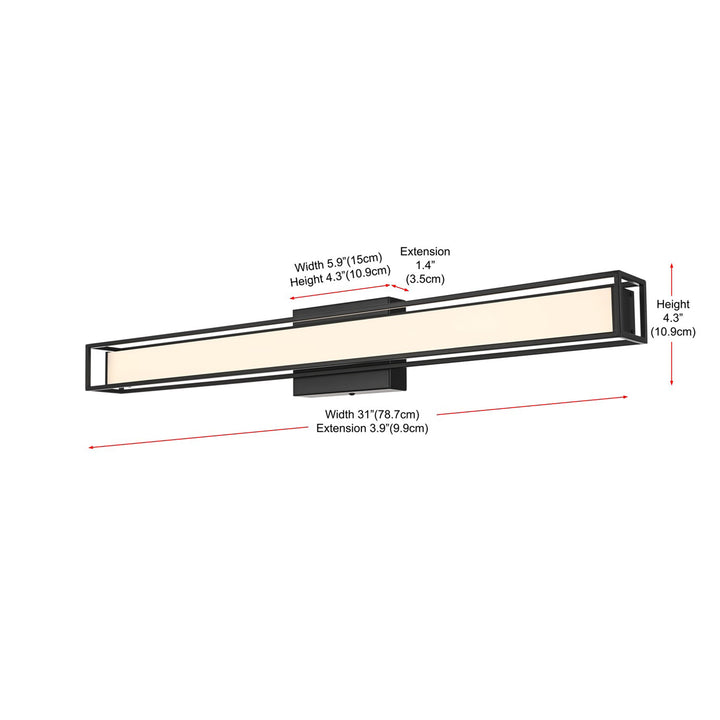 31 Inch Led Wall Sconce In Black - View 6 - Joshua Marshal
