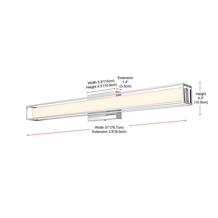 31 Inch Led Wall Sconce In Chrome - View 6 - Joshua Marshal
