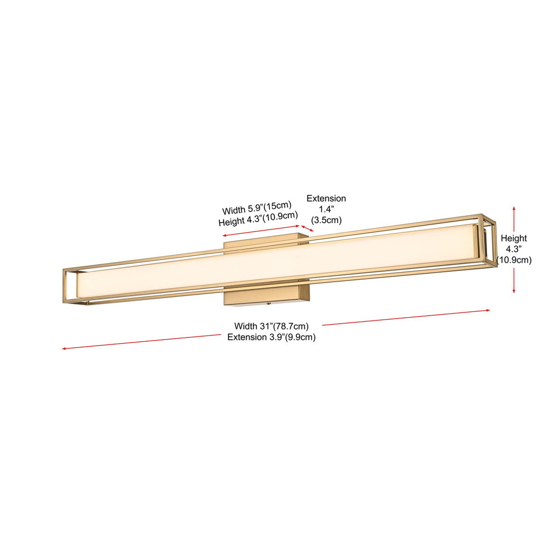 31 Inch Led Wall Sconce In Satin Gold - View 6 - Joshua Marshal