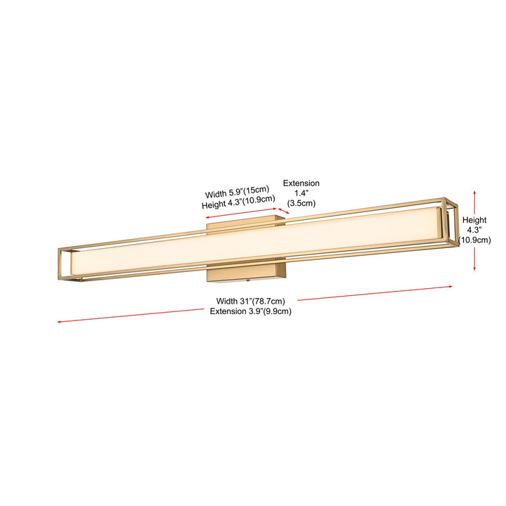 31 Inch Led Wall Sconce In Satin Gold - View 6 - Joshua Marshal