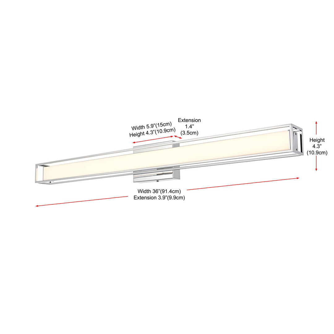 36 Inch Led Wall Sconce In Chrome - View 6 - Joshua Marshal