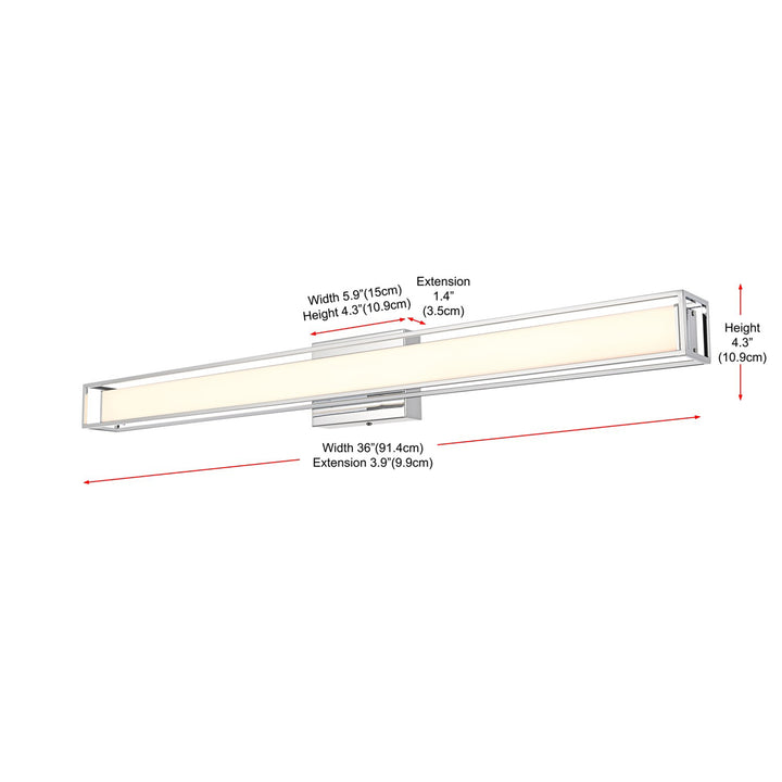36 Inch Led Wall Sconce In Chrome - View 6 - Joshua Marshal