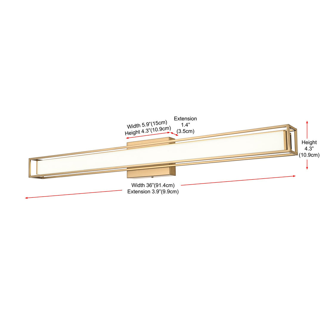 36 Inch Led Wall Sconce In Satin Gold - View 6 - Joshua Marshal
