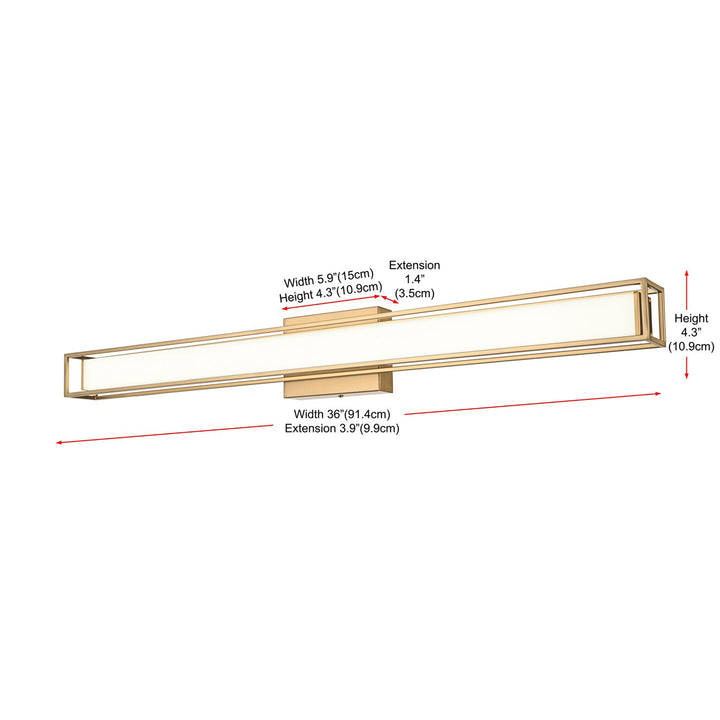 36 Inch Led Wall Sconce In Satin Gold - View 6 - Joshua Marshal