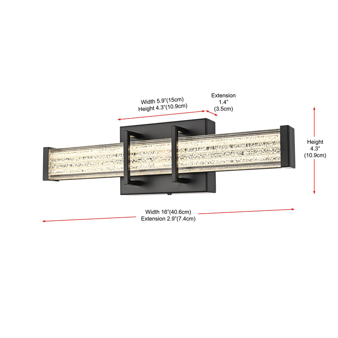 16 Inch Led Wall Sconce In Black - View 6 - Joshua Marshal