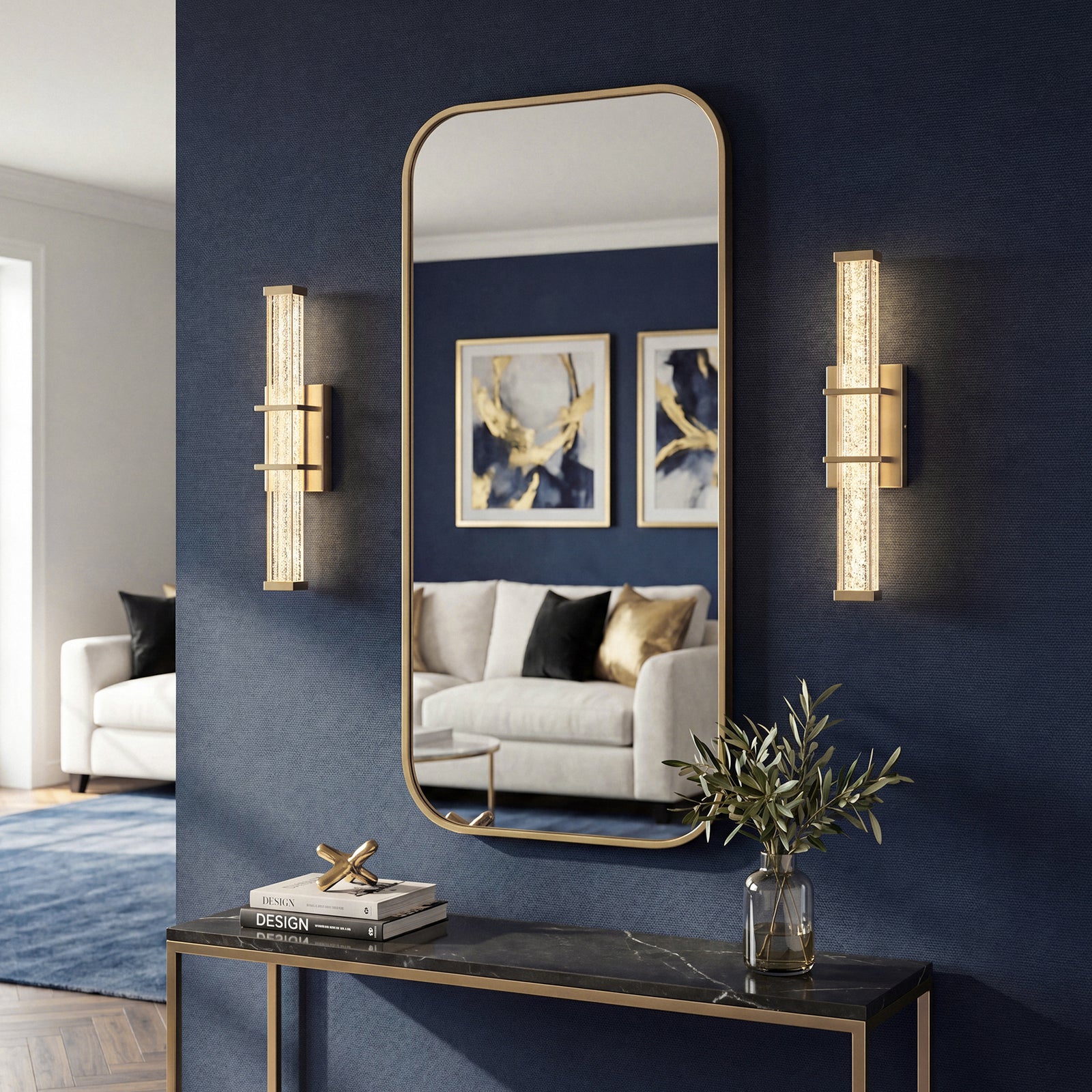 16 Inch Led Wall Sconce In Satin Gold - View 2 - Joshua Marshal