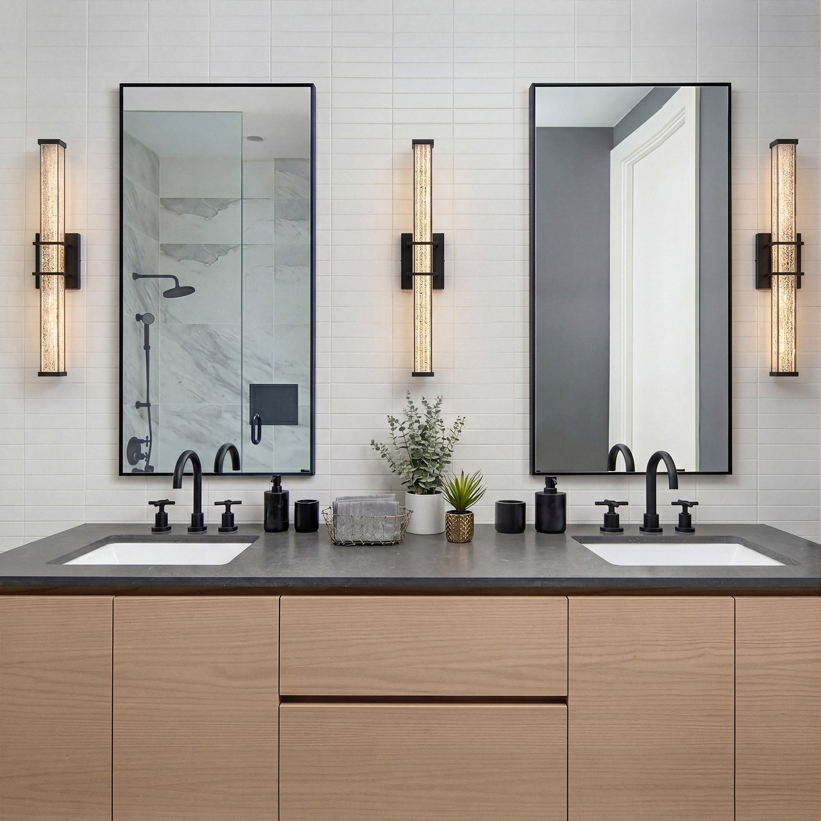 24 Inch Led Wall Sconce In Black - View 2 - Joshua Marshal