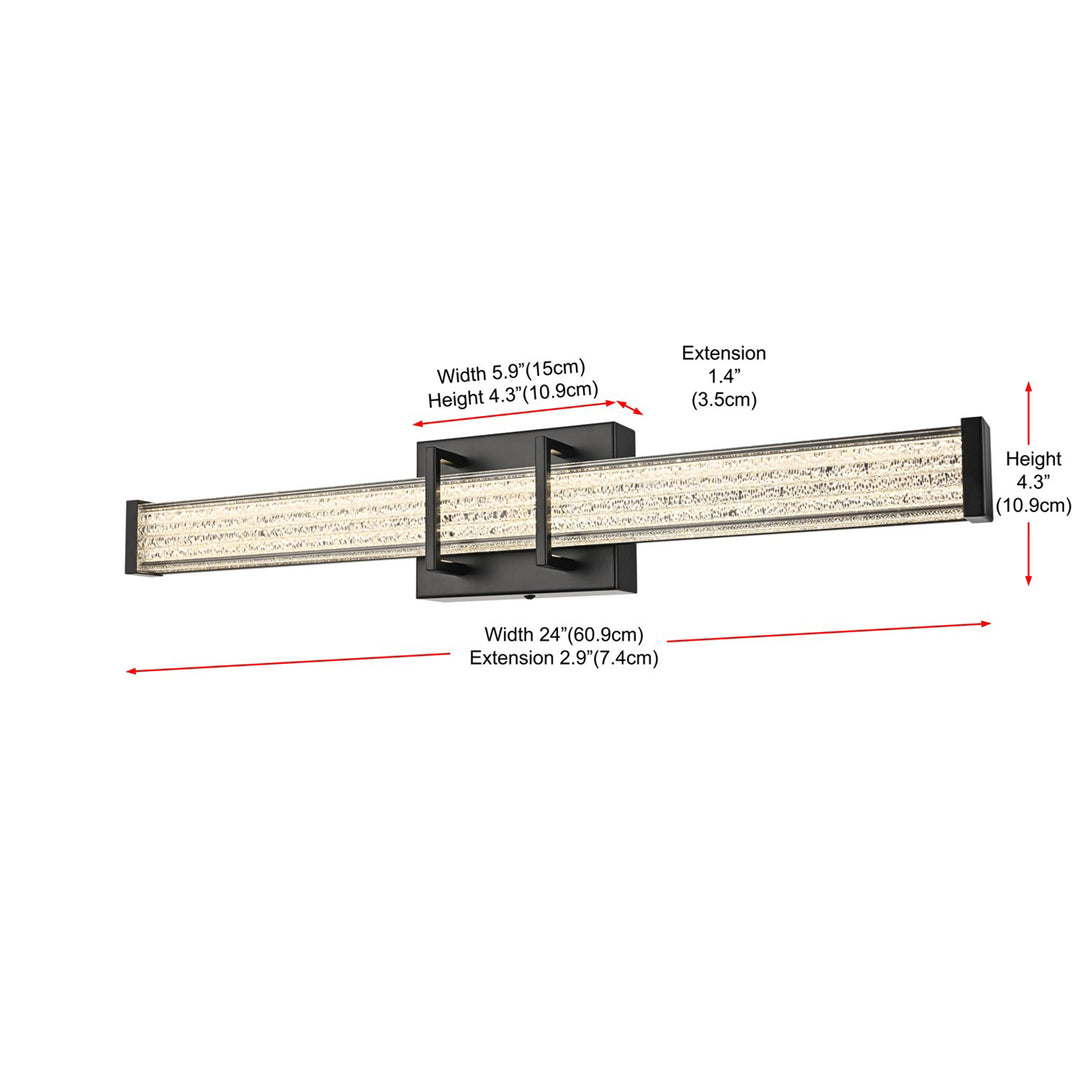 24 Inch Led Wall Sconce In Black - View 6 - Joshua Marshal