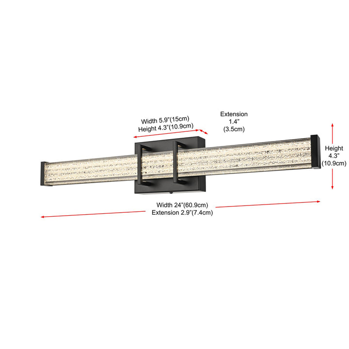 24 Inch Led Wall Sconce In Black - View 6 - Joshua Marshal