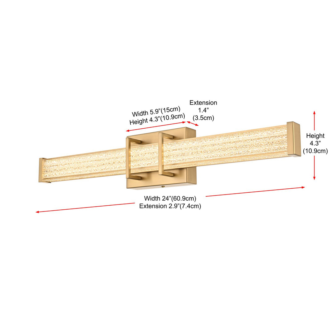 24 Inch Led Wall Sconce In Satin Gold - View 6 - Joshua Marshal