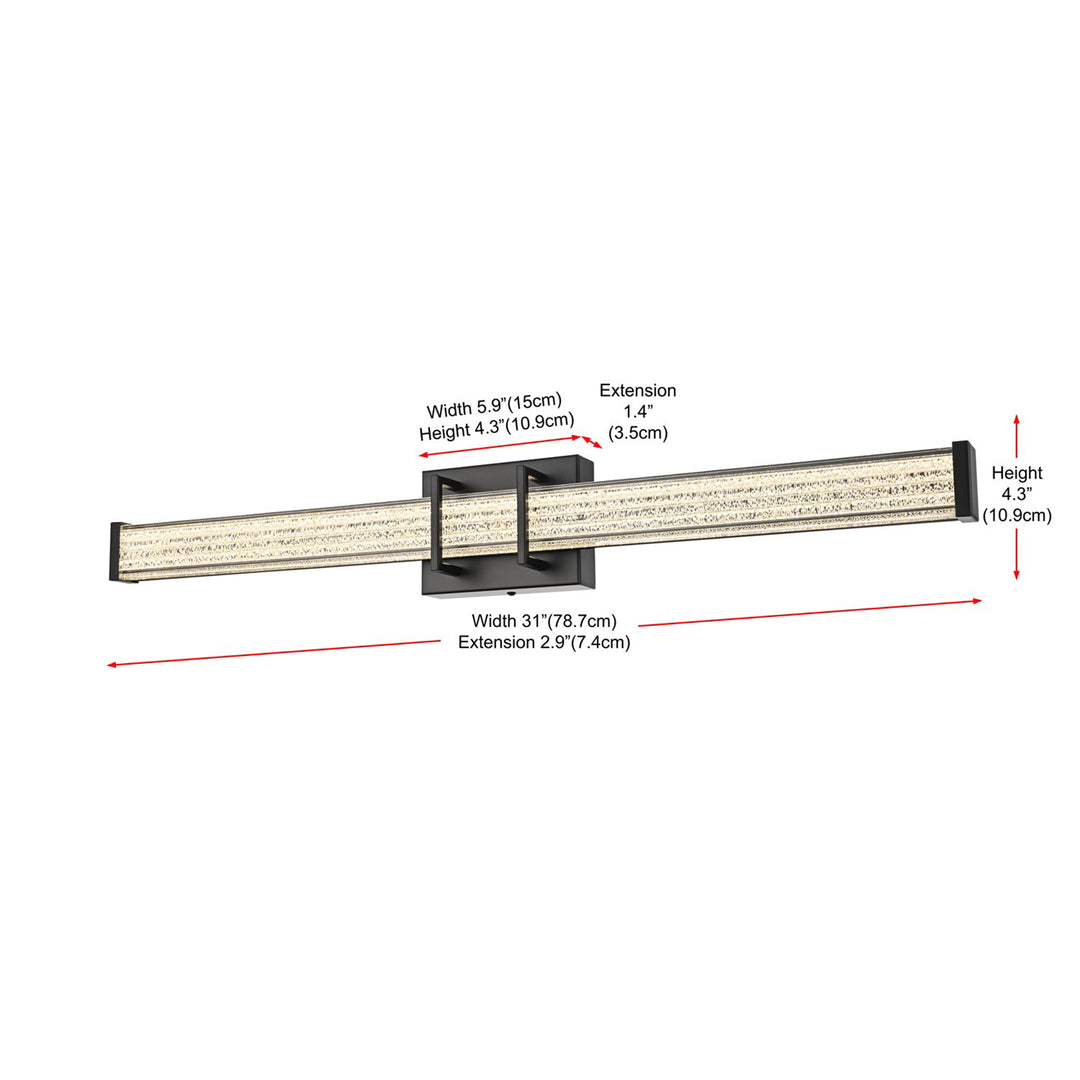 31 Inch Led Wall Sconce In Black - View 6 - Joshua Marshal