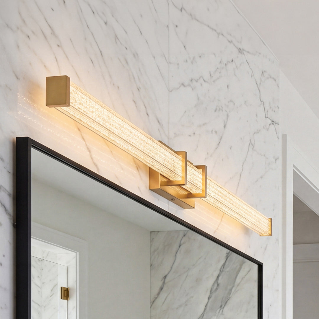 31 Inch Led Wall Sconce In Satin Gold - View 2 - Joshua Marshal