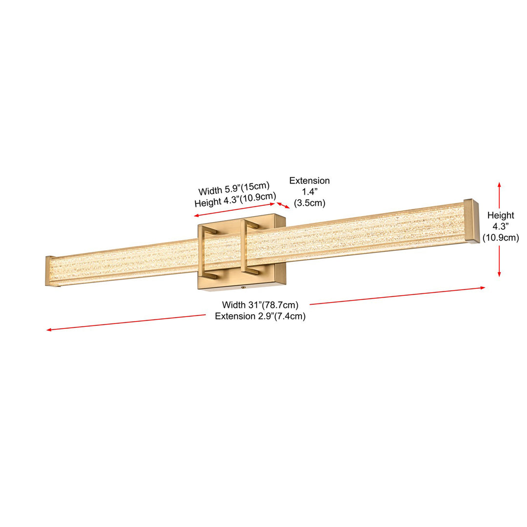 31 Inch Led Wall Sconce In Satin Gold - View 6 - Joshua Marshal