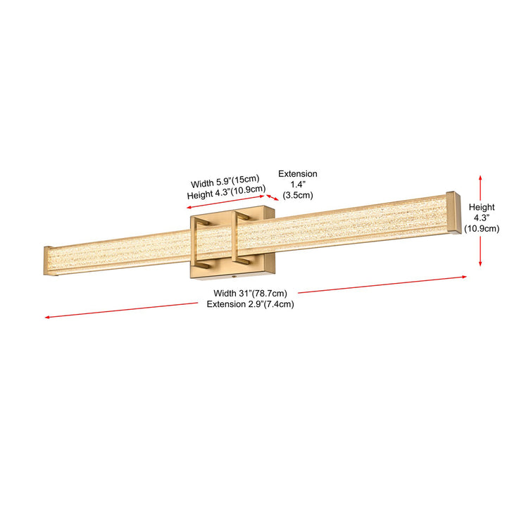 31 Inch Led Wall Sconce In Satin Gold - View 6 - Joshua Marshal