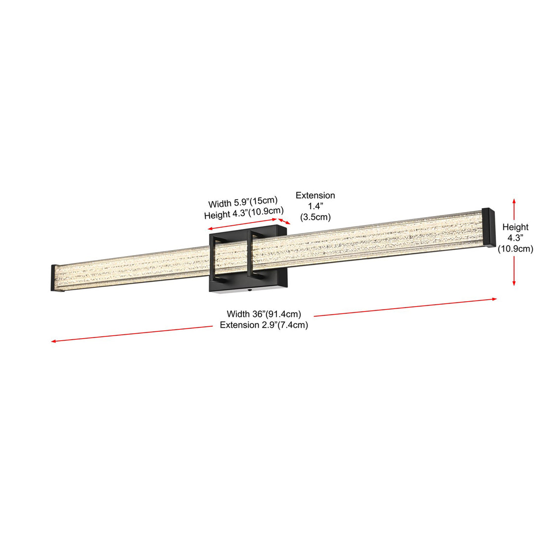36 Inch Led Wall Sconce In Black - View 6 - Joshua Marshal