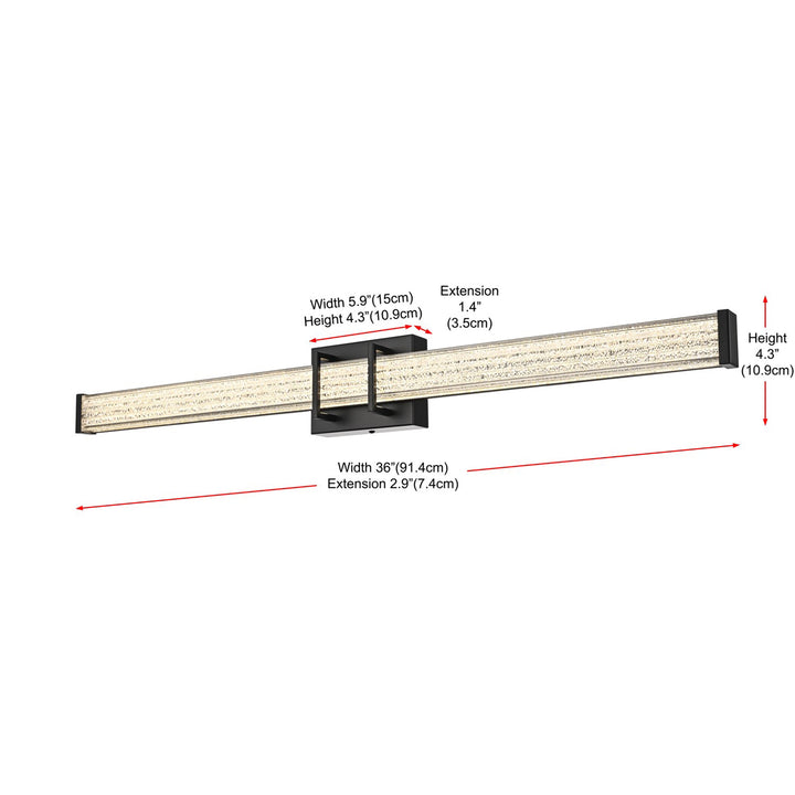 36 Inch Led Wall Sconce In Black - View 6 - Joshua Marshal