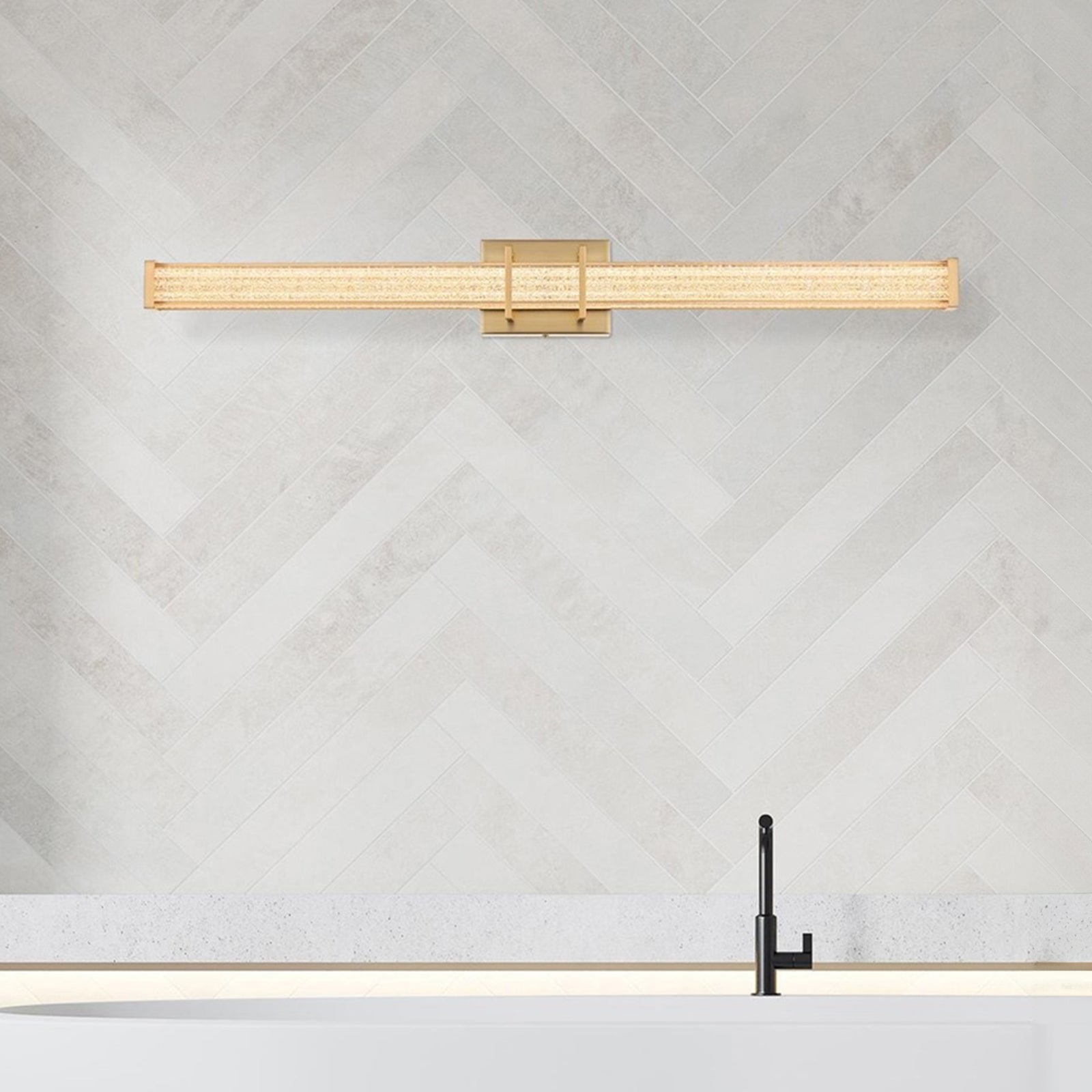 36 Inch Led Wall Sconce In Satin Gold Satin Gold Finish - LIGHTING by Joshua Marshal