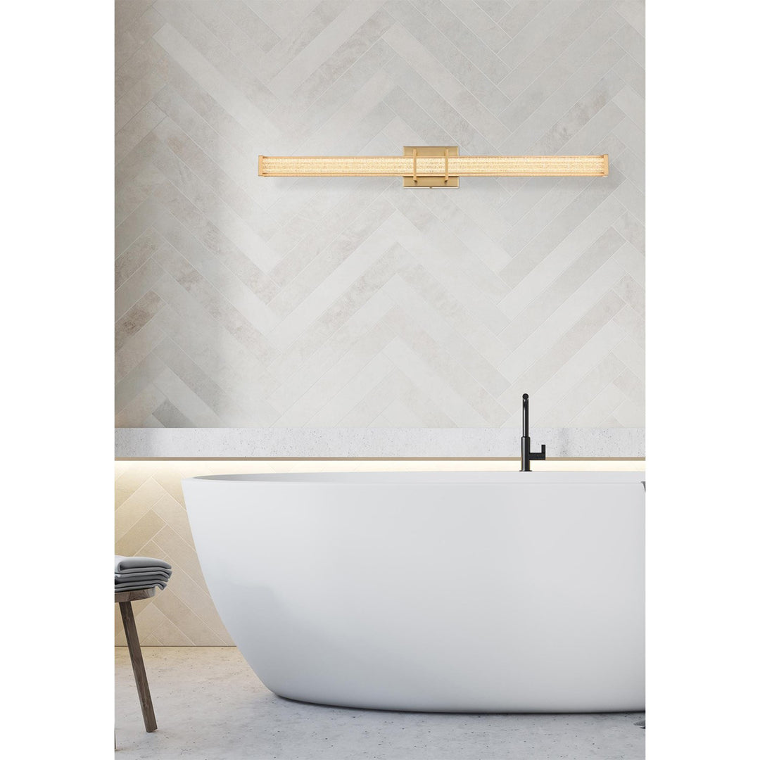 36 Inch Led Wall Sconce In Satin Gold - View 2 - Joshua Marshal