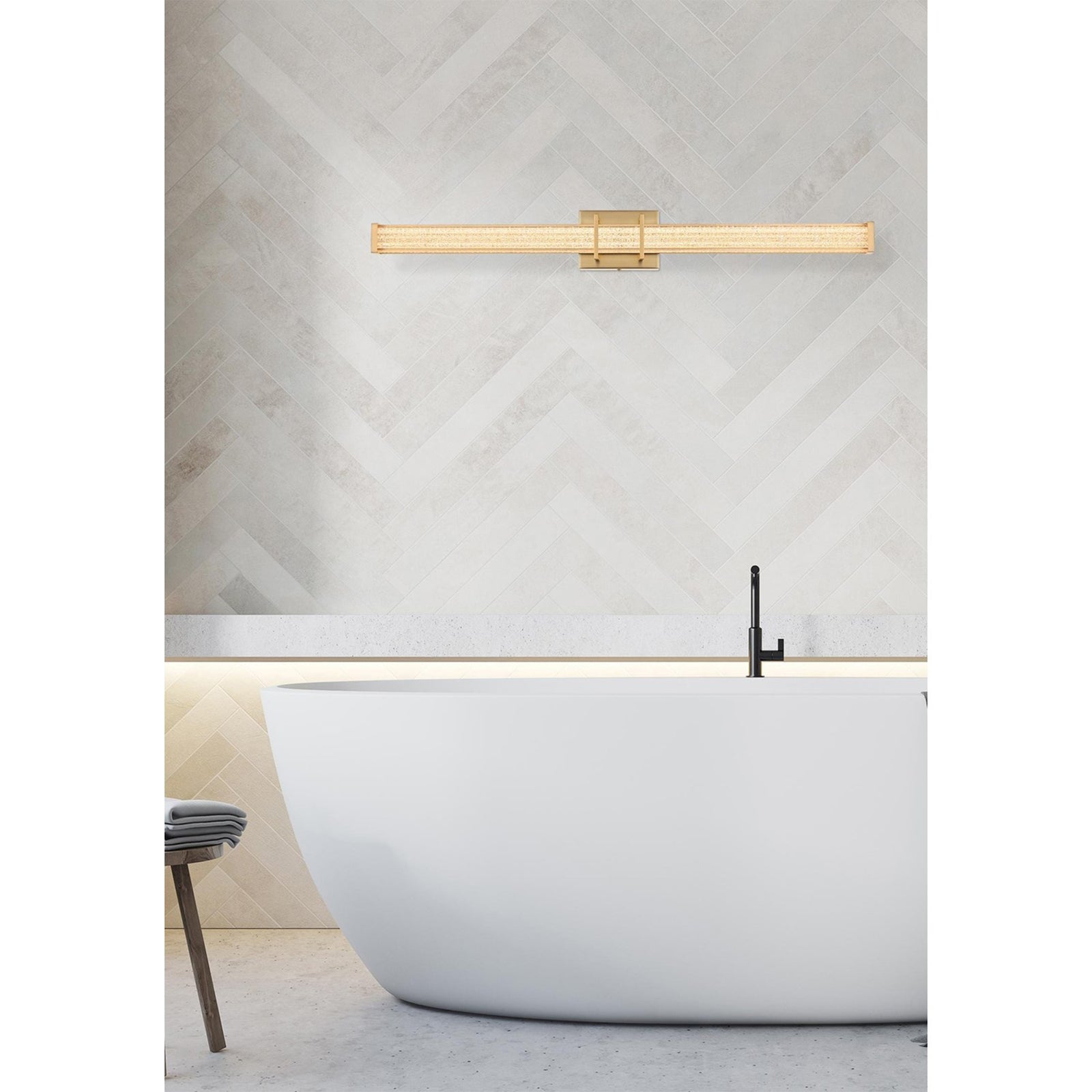 36 Inch Led Wall Sconce In Satin Gold - View 2 - Joshua Marshal