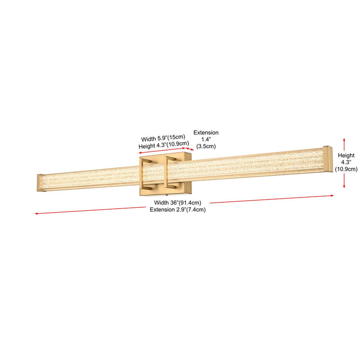 36 Inch Led Wall Sconce In Satin Gold - View 6 - Joshua Marshal