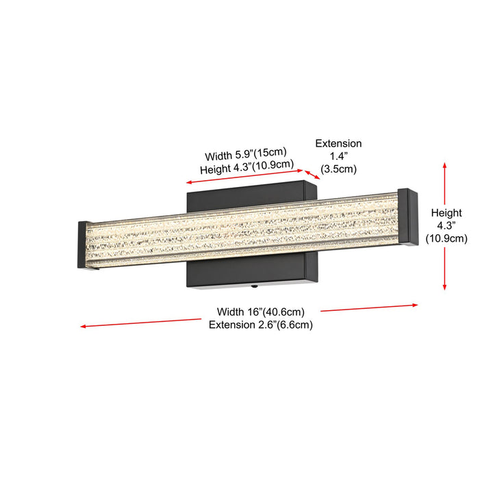 16 Inch Led Wall Sconce In Black - View 6 - Joshua Marshal