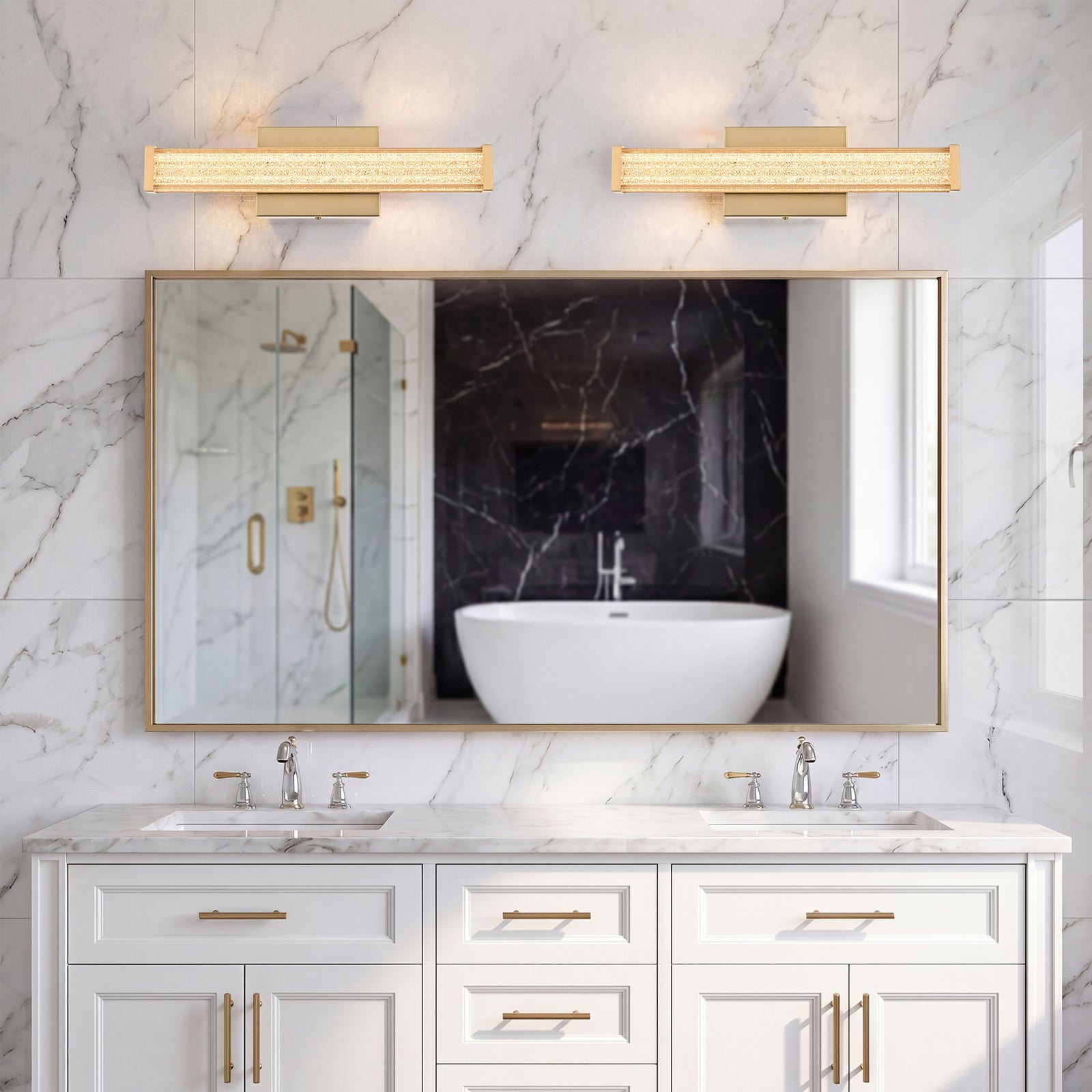 16 Inch Led Wall Sconce In Satin Gold - View 2 - Joshua Marshal