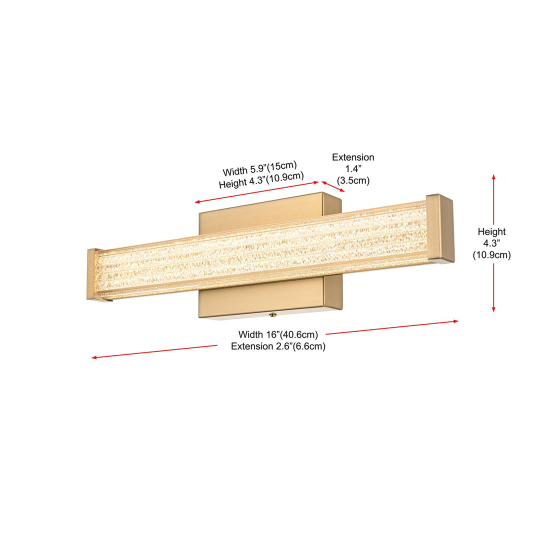 16 Inch Led Wall Sconce In Satin Gold - View 6 - Joshua Marshal