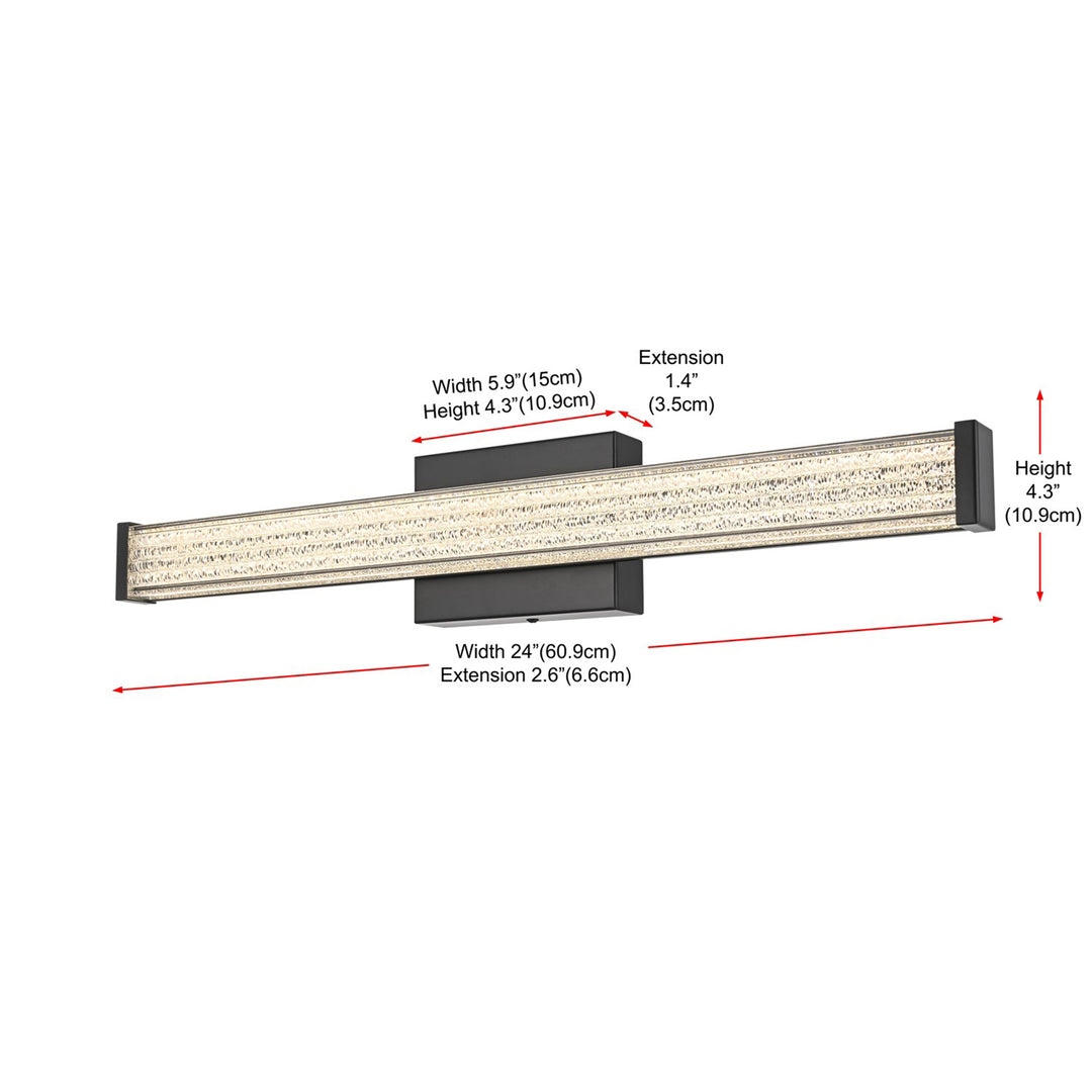 24 Inch Led Wall Sconce In Black - View 6 - Joshua Marshal