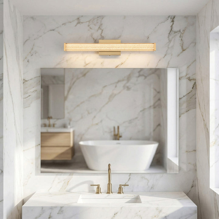 24 Inch Led Wall Sconce In Satin Gold - View 2 - Joshua Marshal