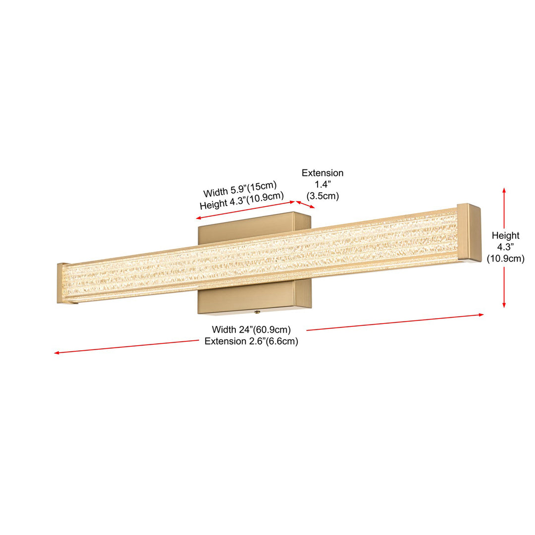 24 Inch Led Wall Sconce In Satin Gold - View 6 - Joshua Marshal