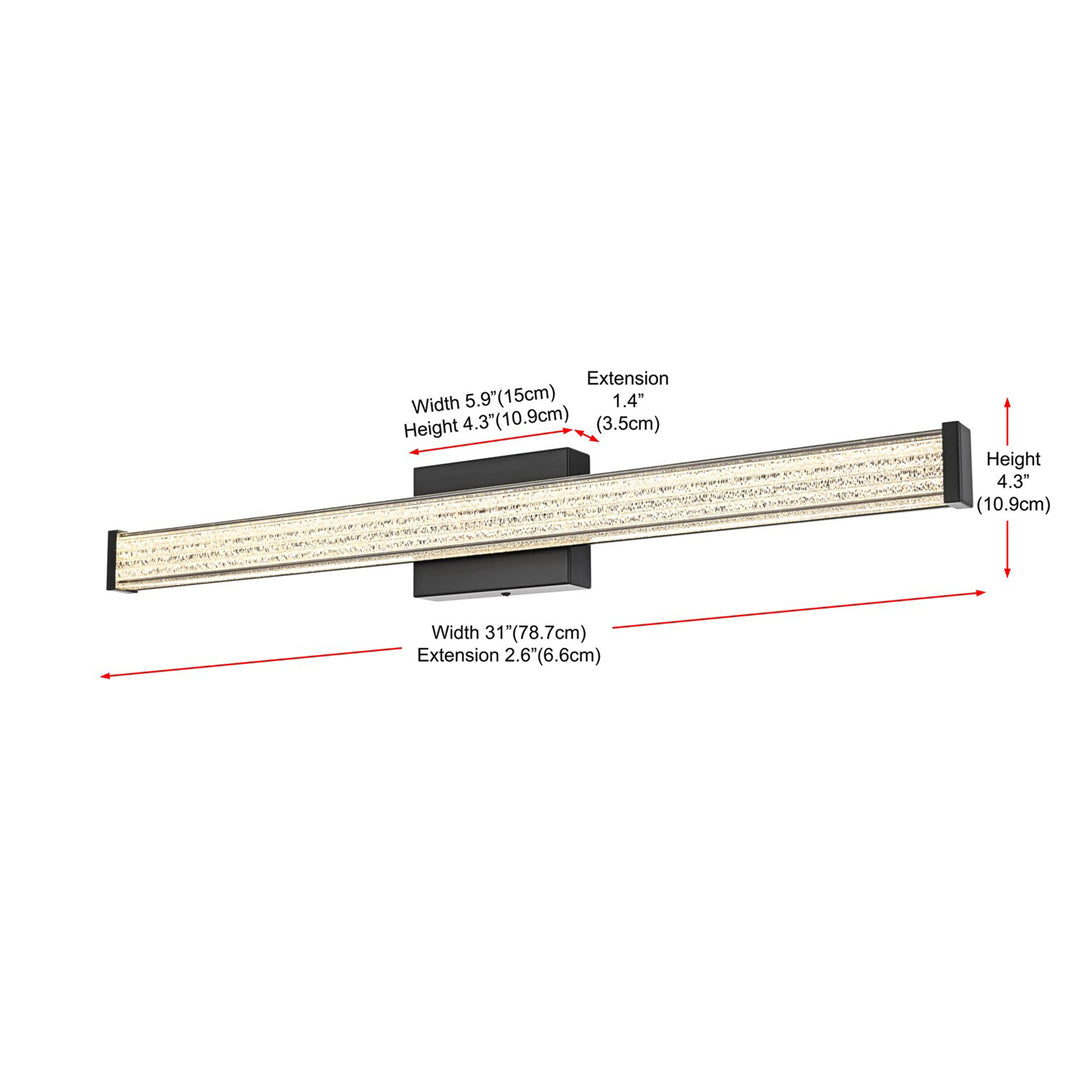 31 Inch Led Wall Sconce In Black - View 6 - Joshua Marshal