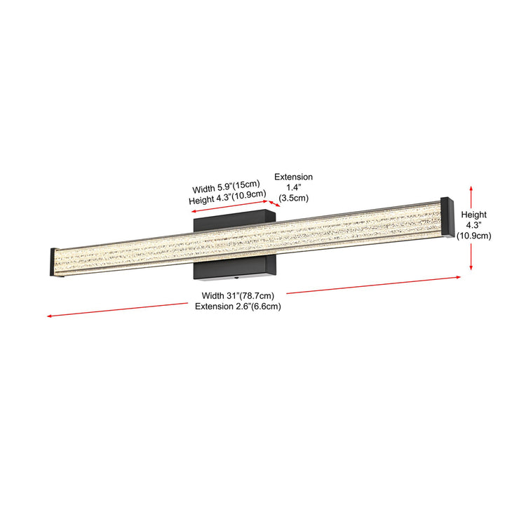 31 Inch Led Wall Sconce In Black - View 6 - Joshua Marshal
