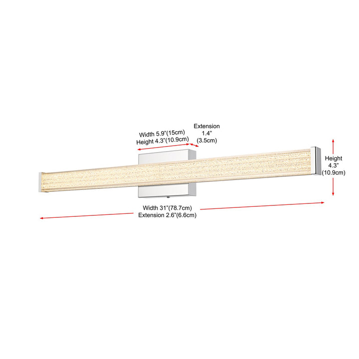 31 Inch Led Wall Sconce In Chrome - View 6 - Joshua Marshal