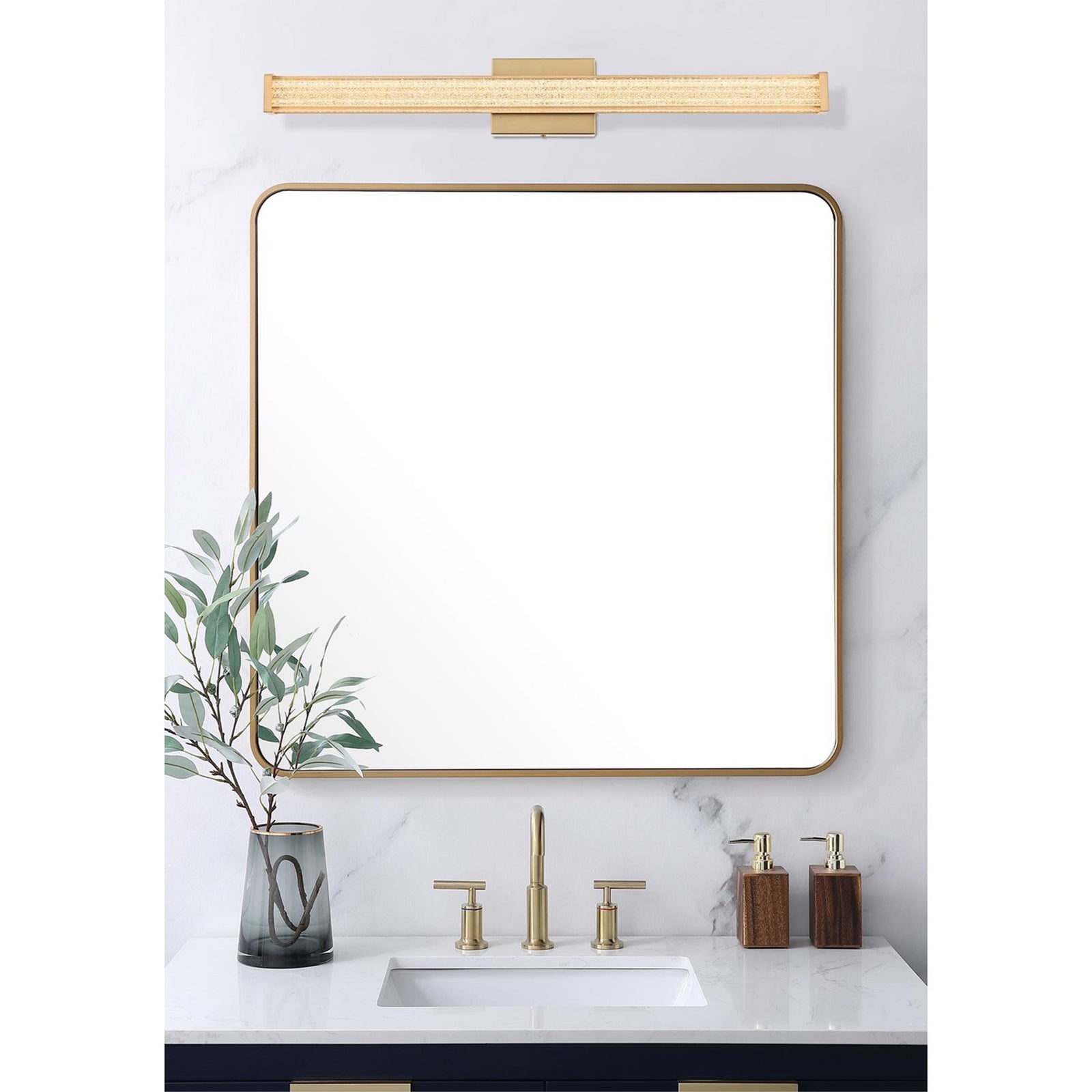 31 Inch Led Wall Sconce In Satin Gold - View 2 - Joshua Marshal