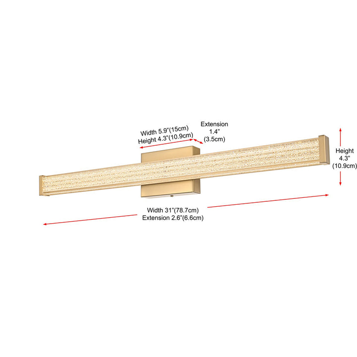 31 Inch Led Wall Sconce In Satin Gold - View 6 - Joshua Marshal