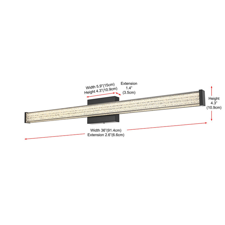 36 Inch Led Wall Sconce In Black - View 6 - Joshua Marshal