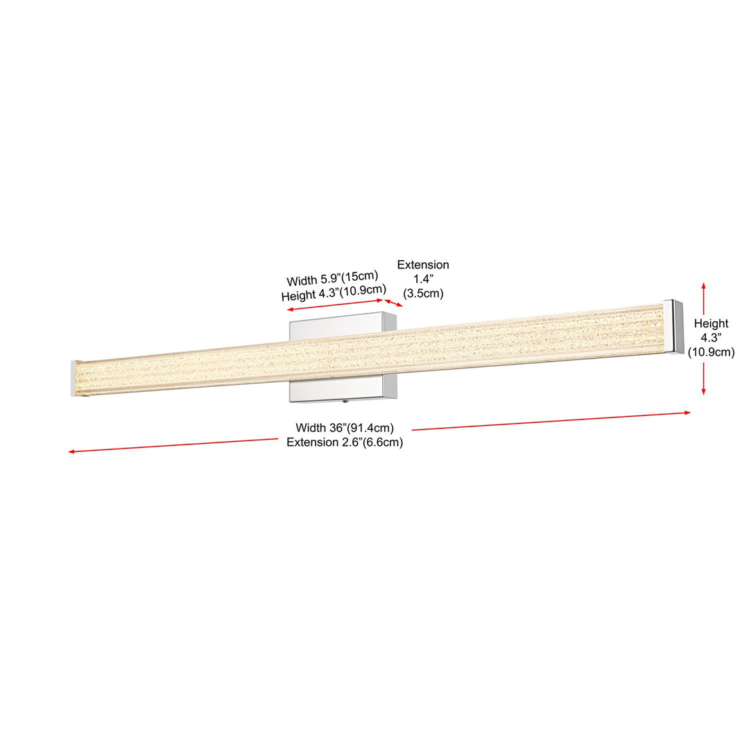 36 Inch Led Wall Sconce In Chrome - View 6 - Joshua Marshal