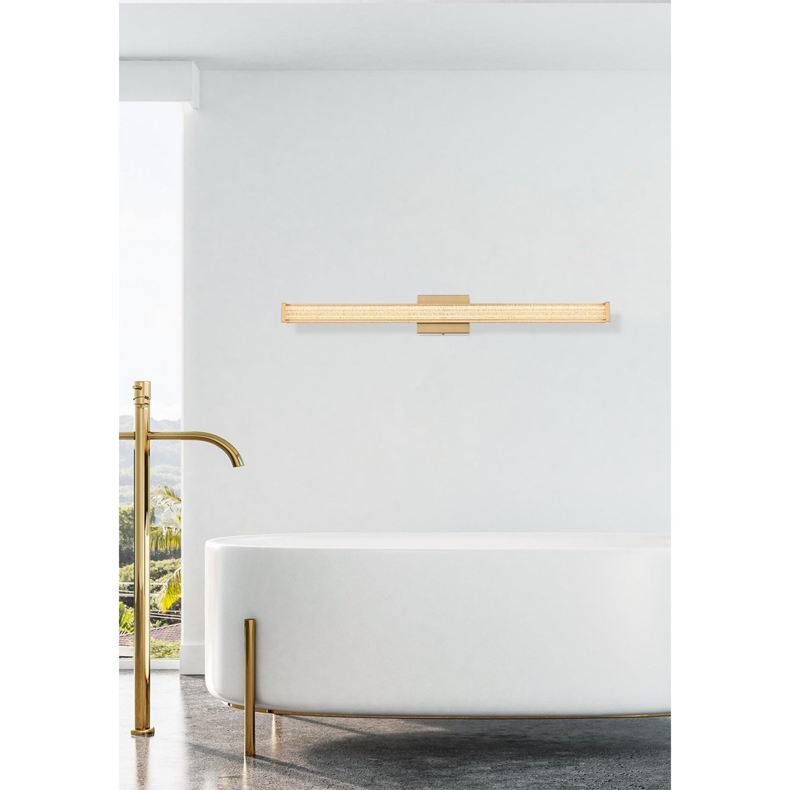 36 Inch Led Wall Sconce In Satin Gold - View 2 - Joshua Marshal
