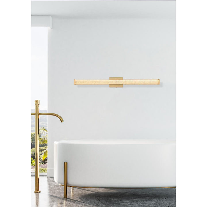 36 Inch Led Wall Sconce In Satin Gold - View 2 - Joshua Marshal