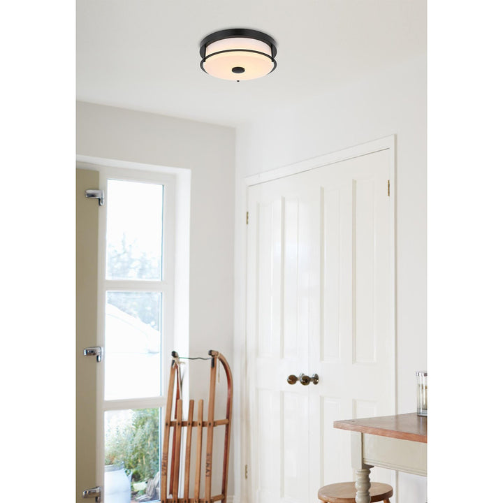 12 Inch Led Flush Mount In Black - View 2 - Joshua Marshal