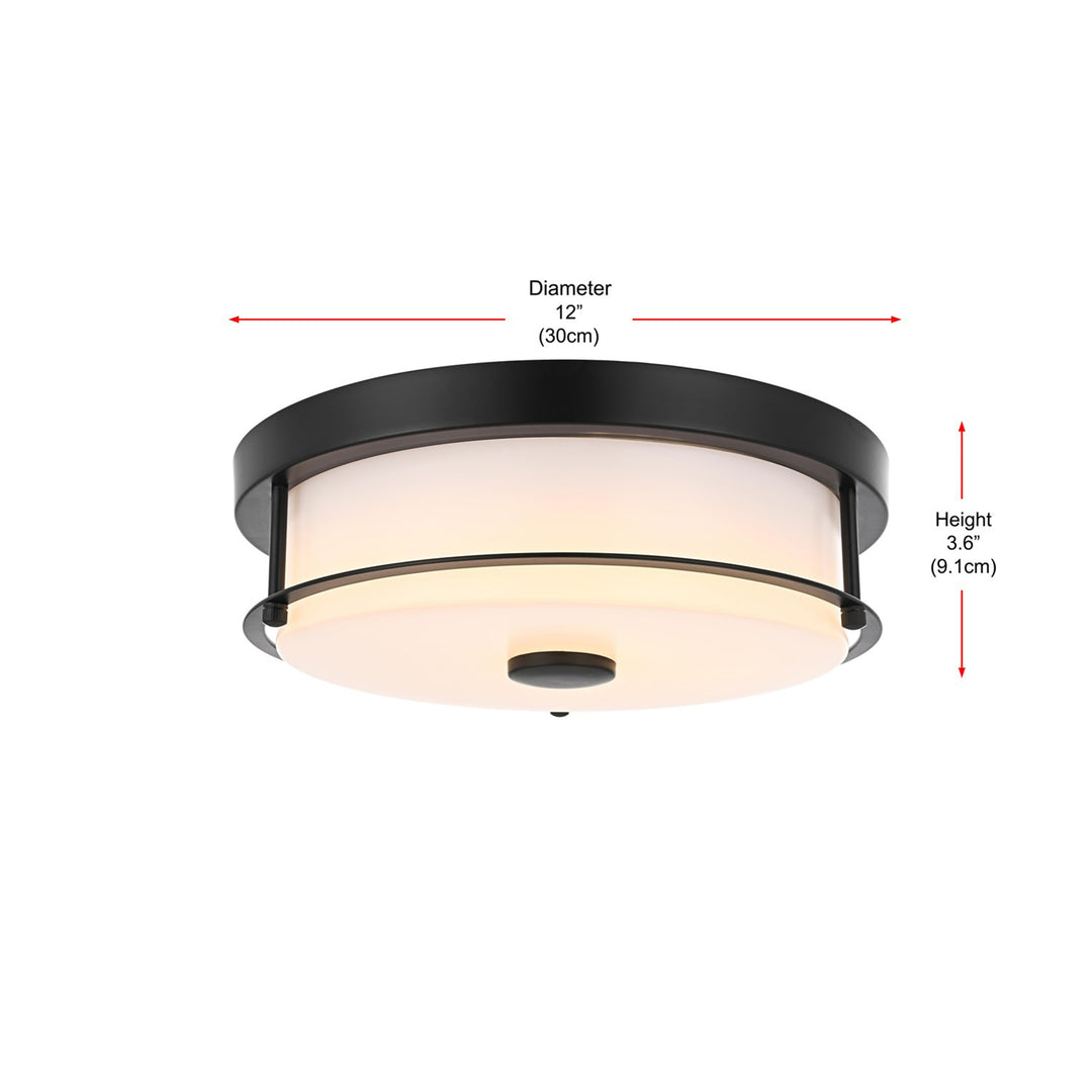 12 Inch Led Flush Mount In Black - View 6 - Joshua Marshal