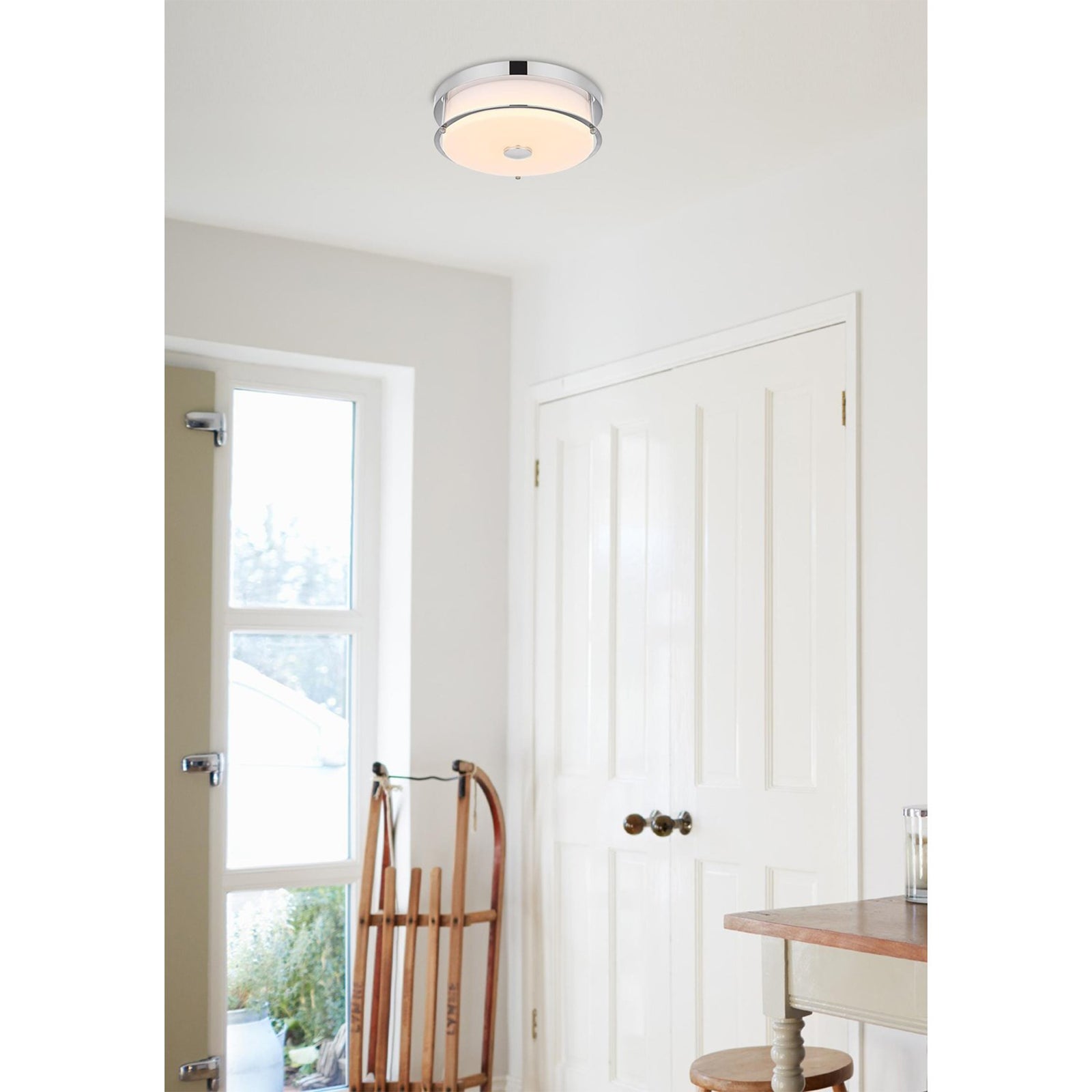 12 Inch Led Flush Mount In Chrome - View 2 - Joshua Marshal