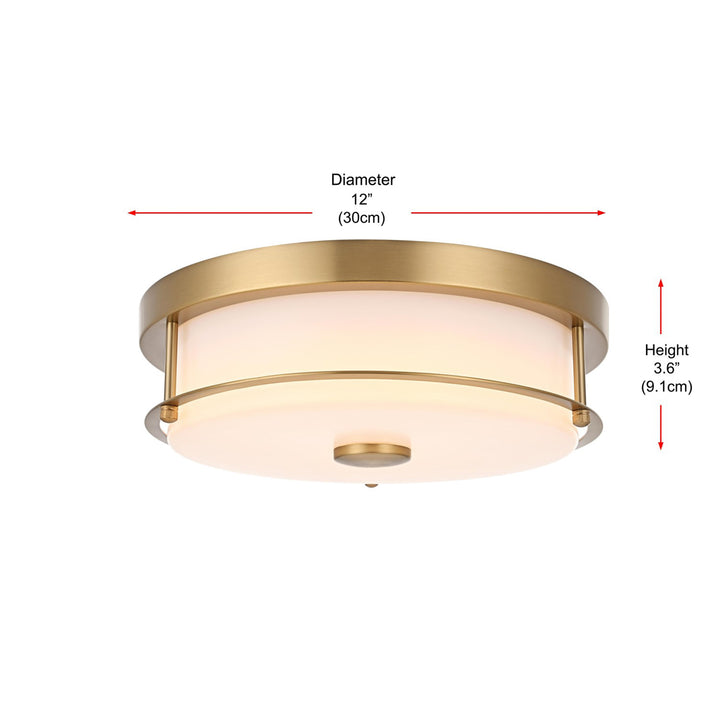 12 Inch Led Flush Mount In Satin Gold - View 6 - Joshua Marshal