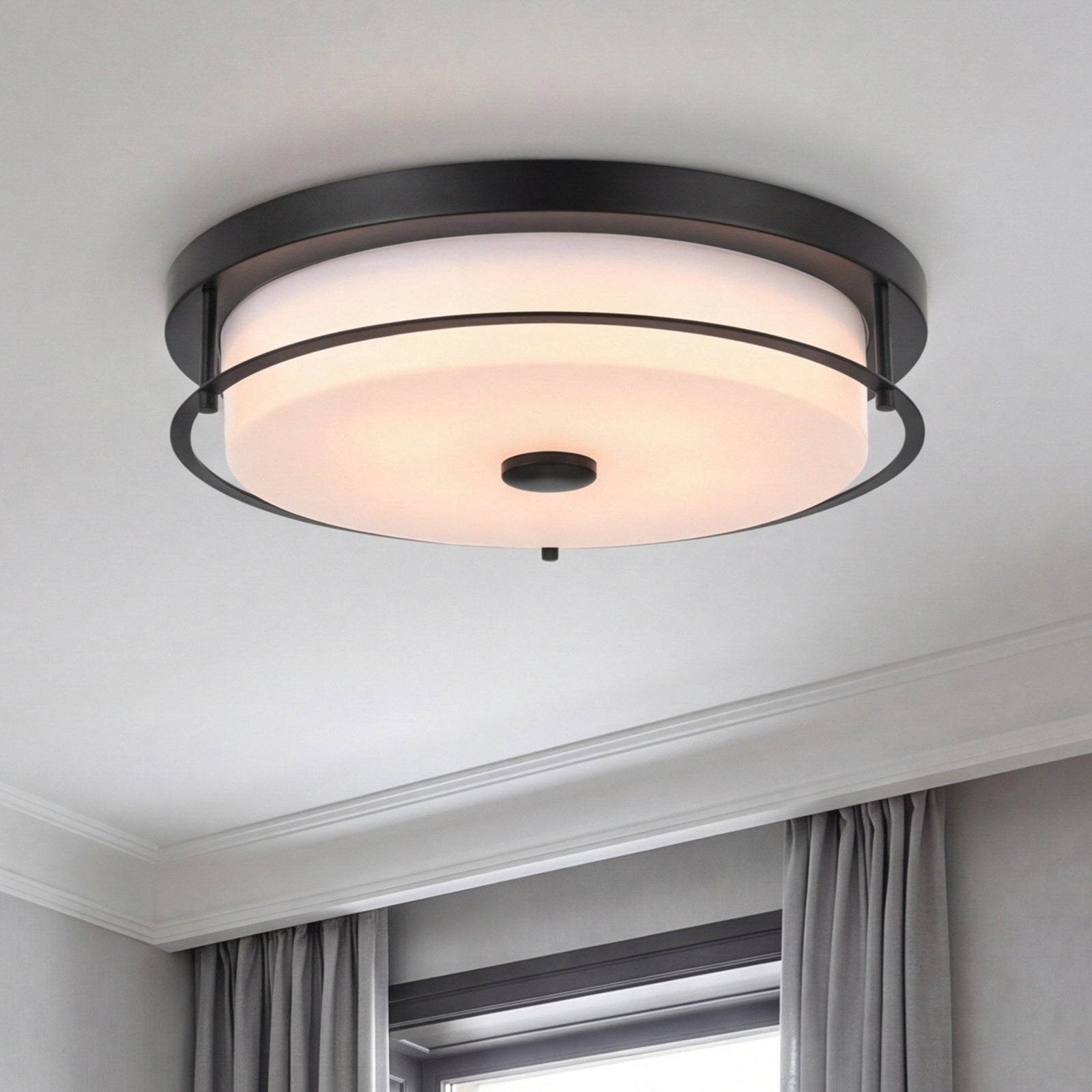 16 Inch Led Flush Mount In Black Black Finish - LIGHTING by Joshua Marshal