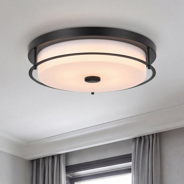 16 Inch Led Flush Mount In Black Black Finish - LIGHTING by Joshua Marshal
